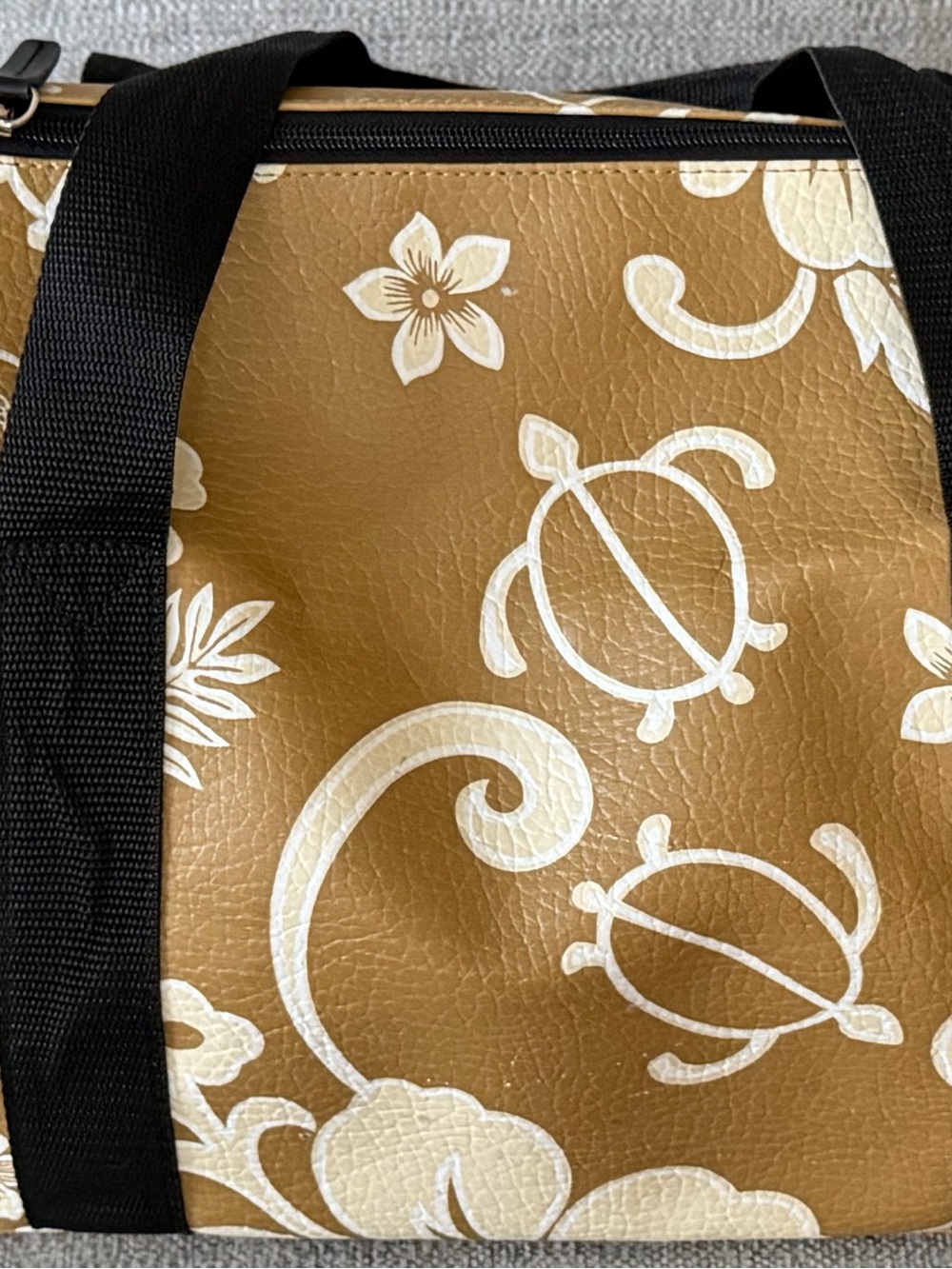 Casual Tan Floral Tote with White Print